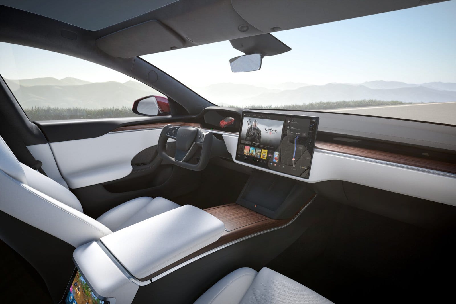 tesla model s electric vehicle passenger view