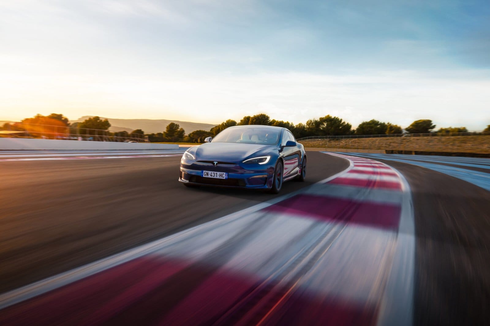 tesla model s electric vehicle racetrack