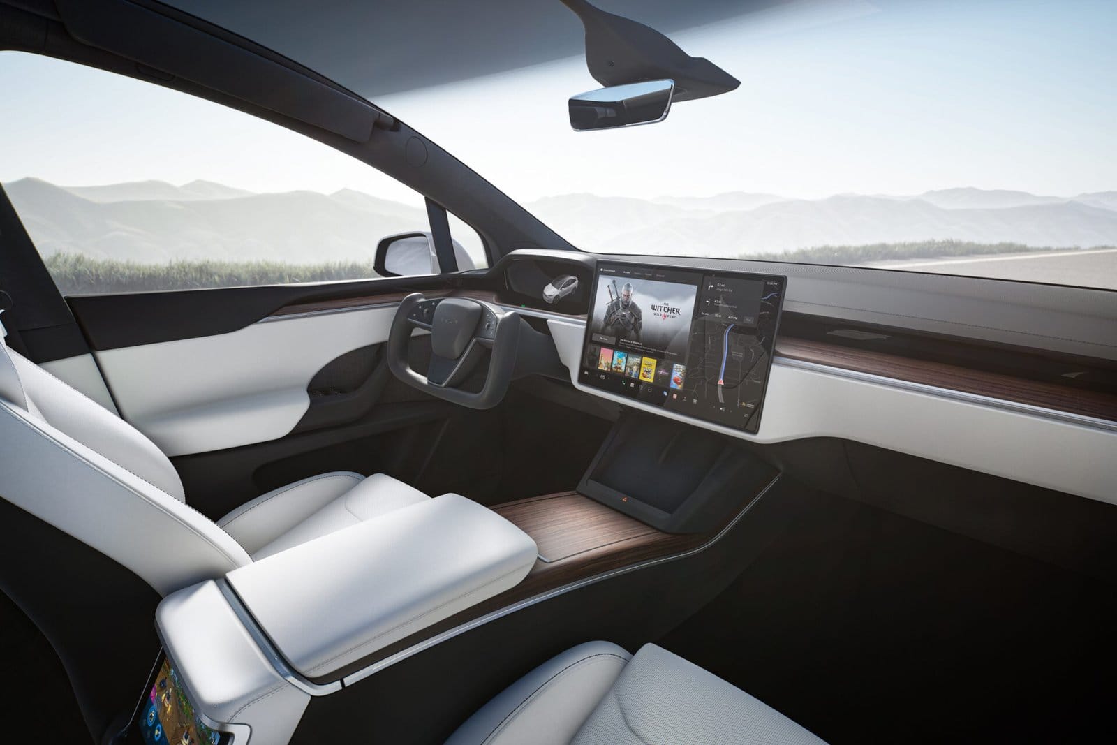 tesla model x electric vehicle cabin view