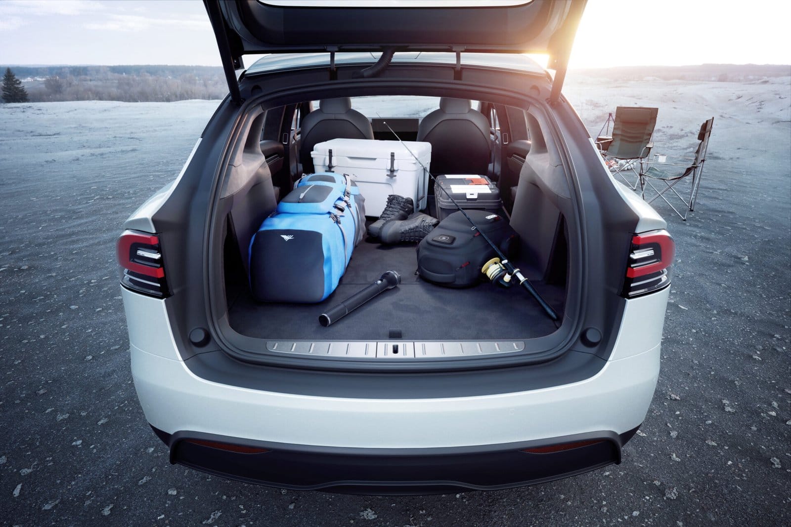 tesla model x electric vehicle camping gear
