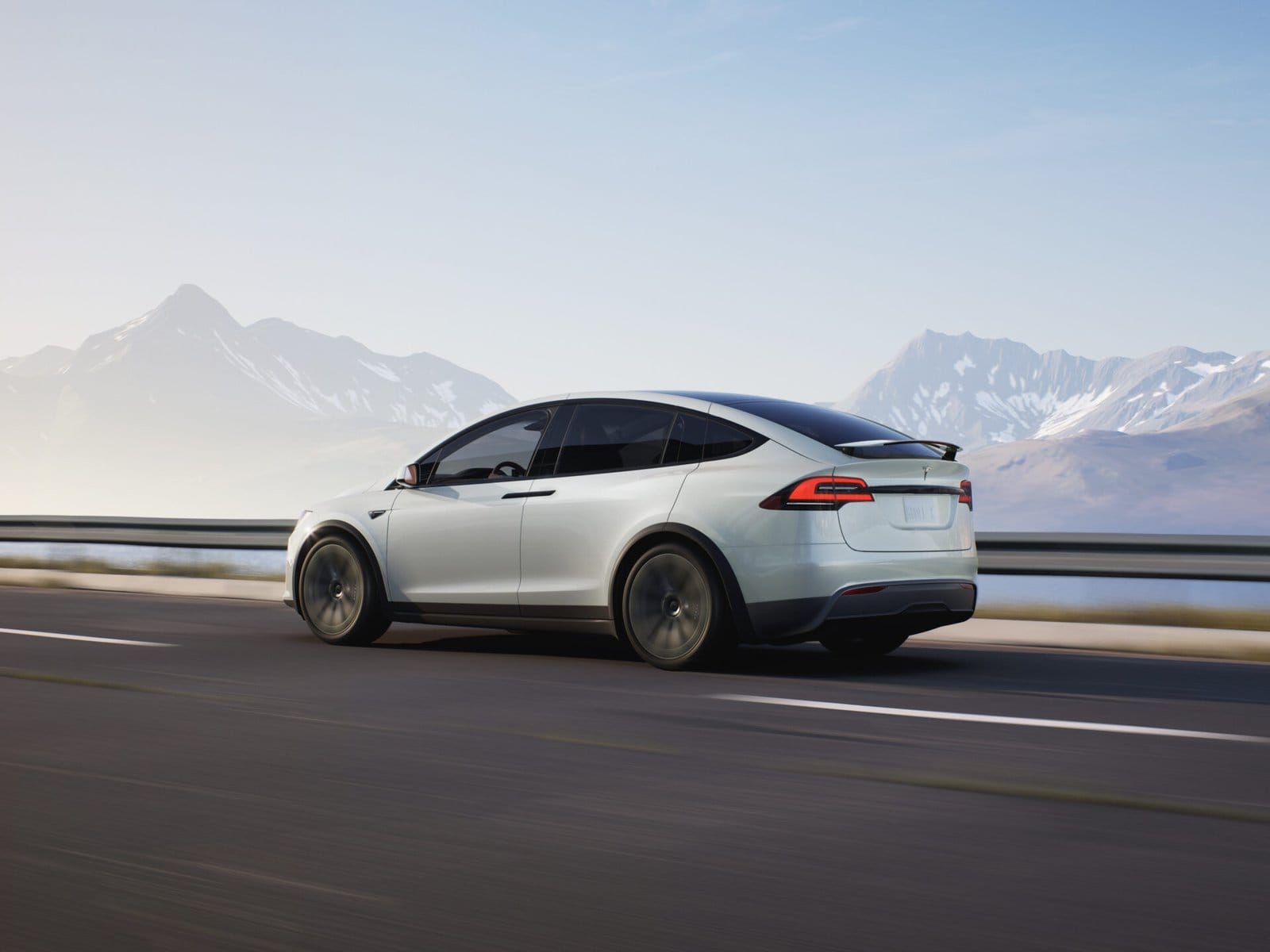 tesla model x electric vehicle mountain drive