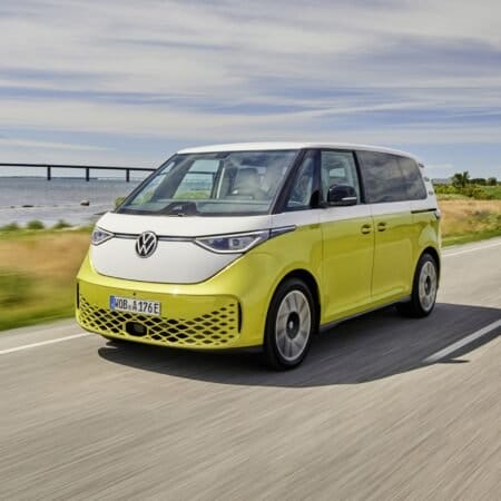 Sunny Yellow Volkswagen ID.BUZZ Electric Vehicle on Tour