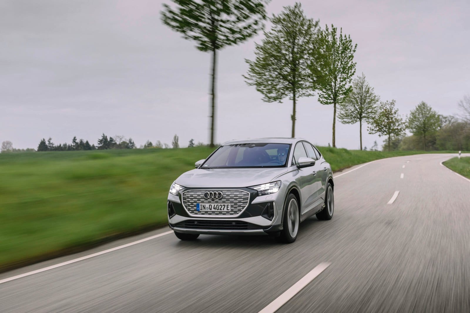 audi q4 etron electric vehicle country drive Silver
