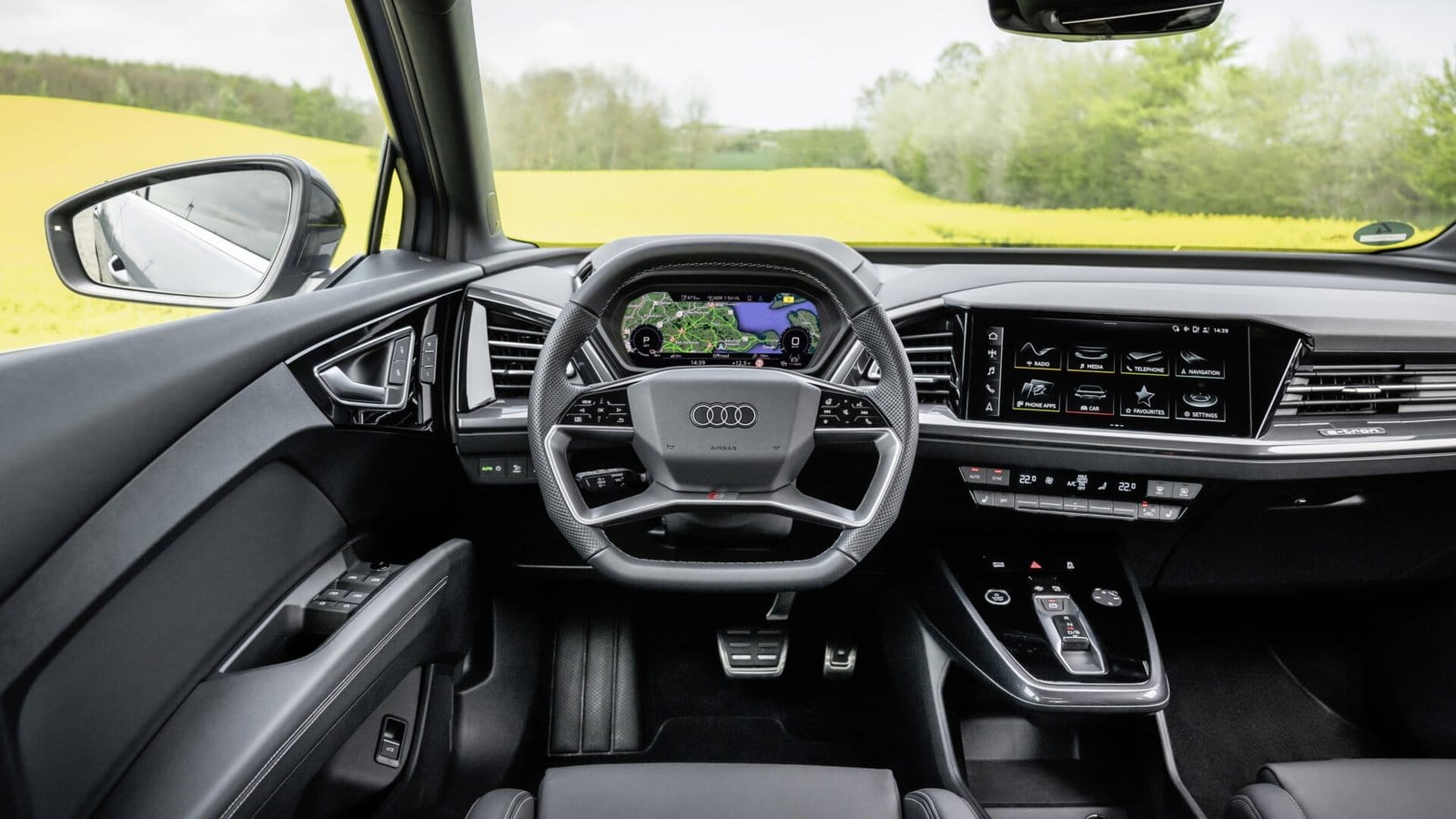 audi q4 etron electric vehicle countryside interior