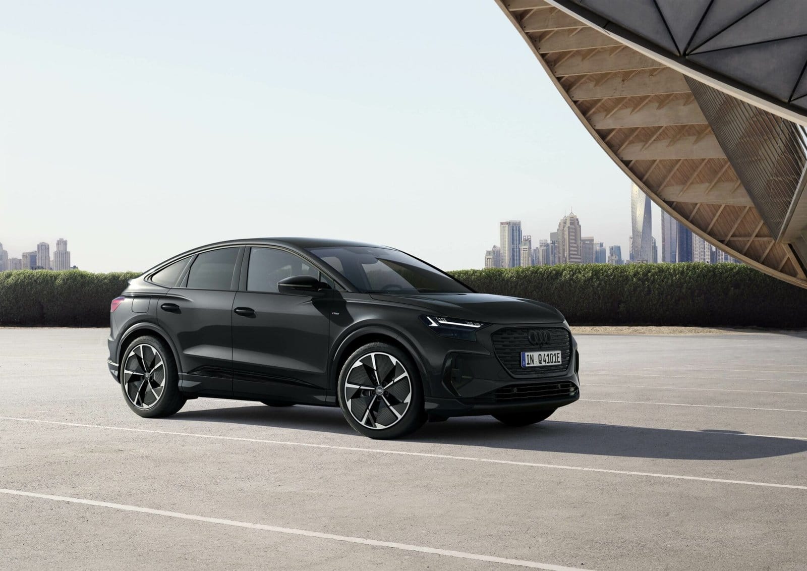 audi q4 etron electric vehicle urban landscape