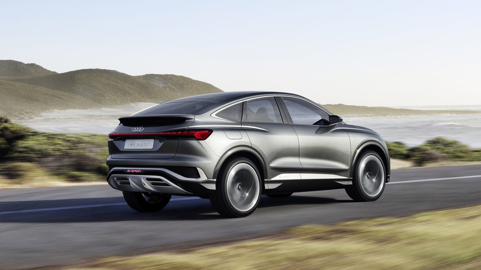 audi q4 sportback etron electric vehicle coastal drive