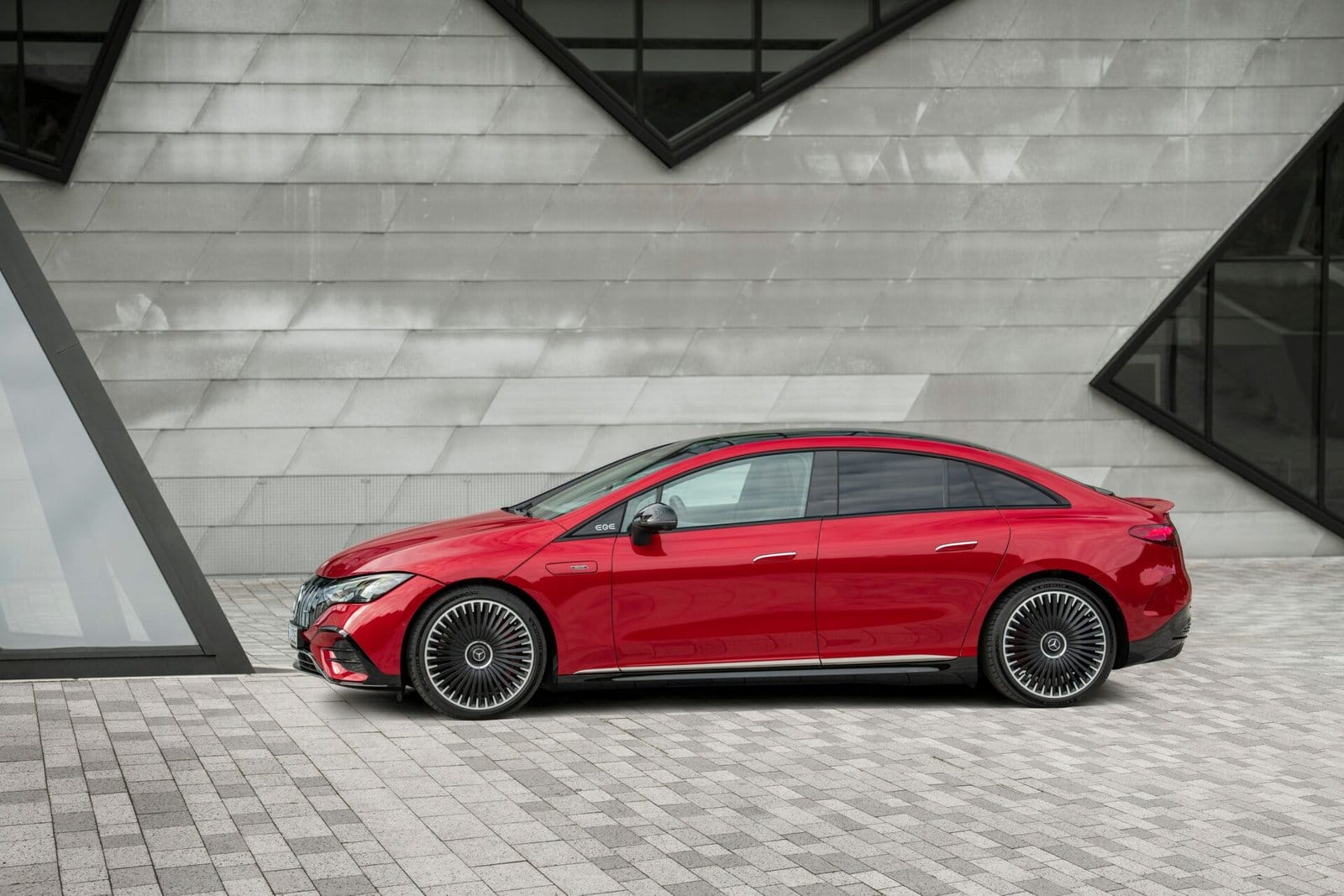 mercedes benz eqe sedan architectural background