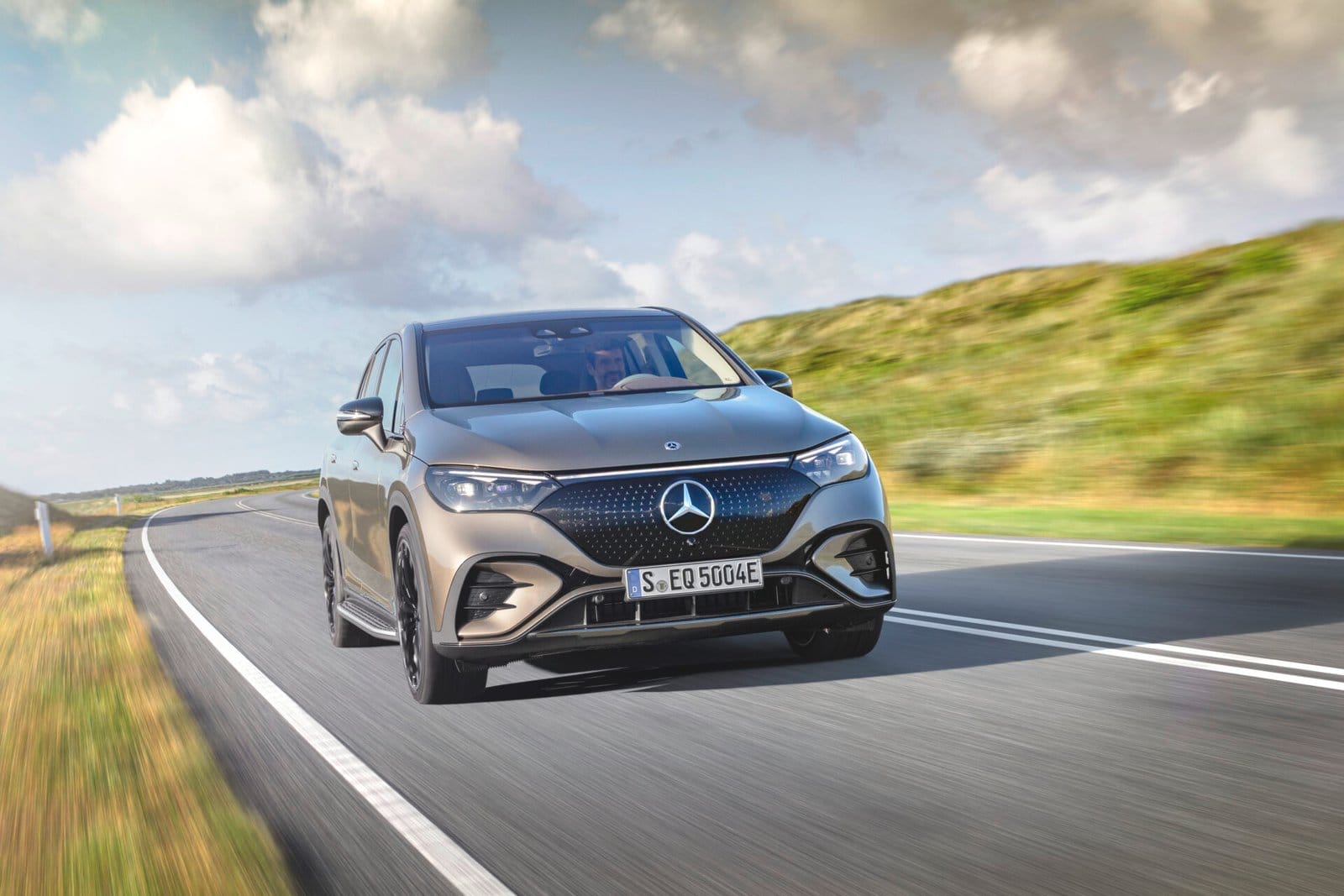 mercedes benz eqe suv electric vehicle open road