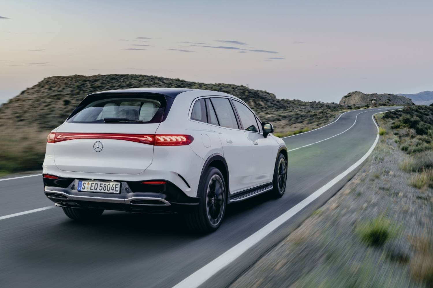 mercedes benz eqs suv on road electric vehicle