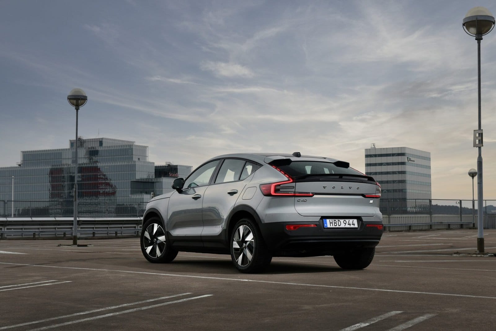 volvo c40 recharge electric vehicle parking lot