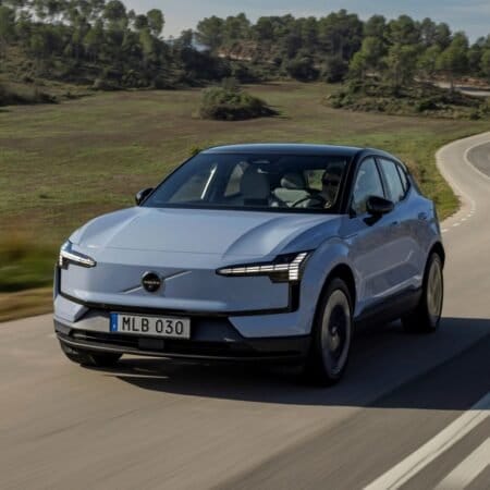 volvo ex30 electric vehicle country road
