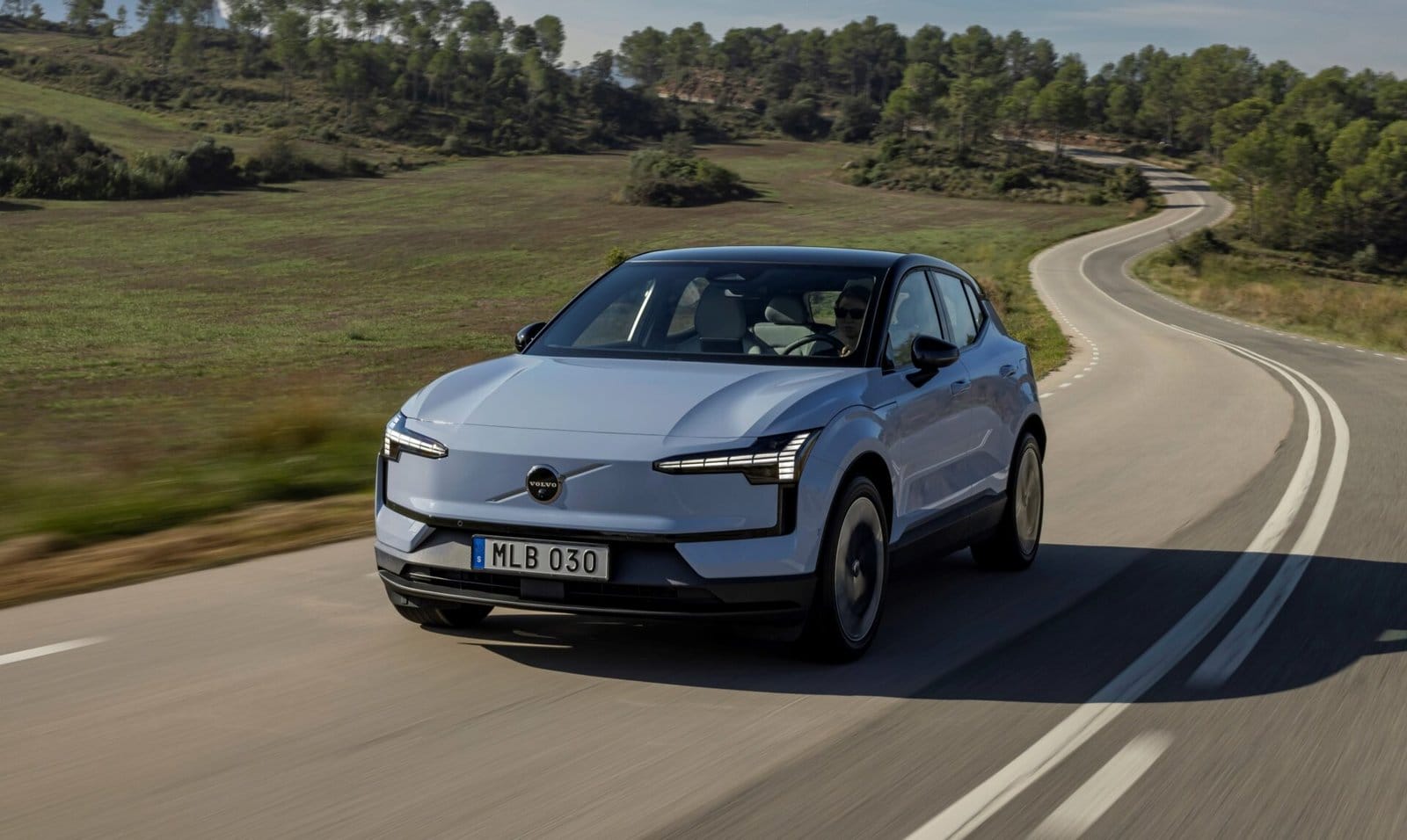 volvo ex30 electric vehicle country road