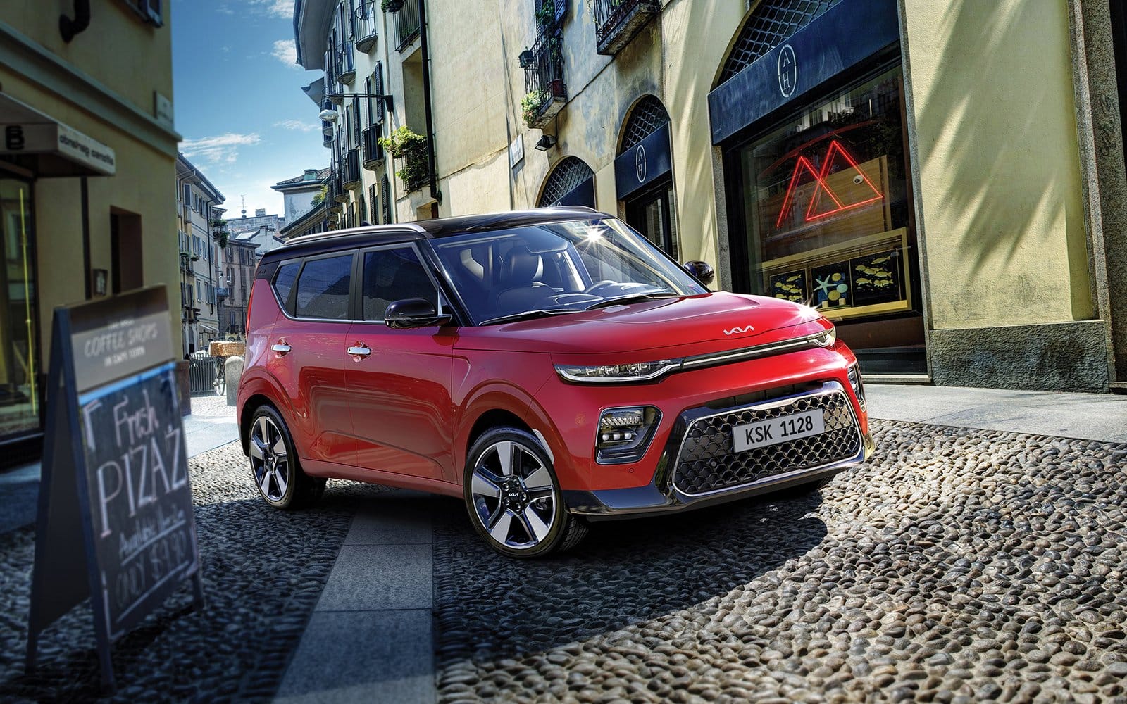 kia soul ev electric vehicle cobblestone alley