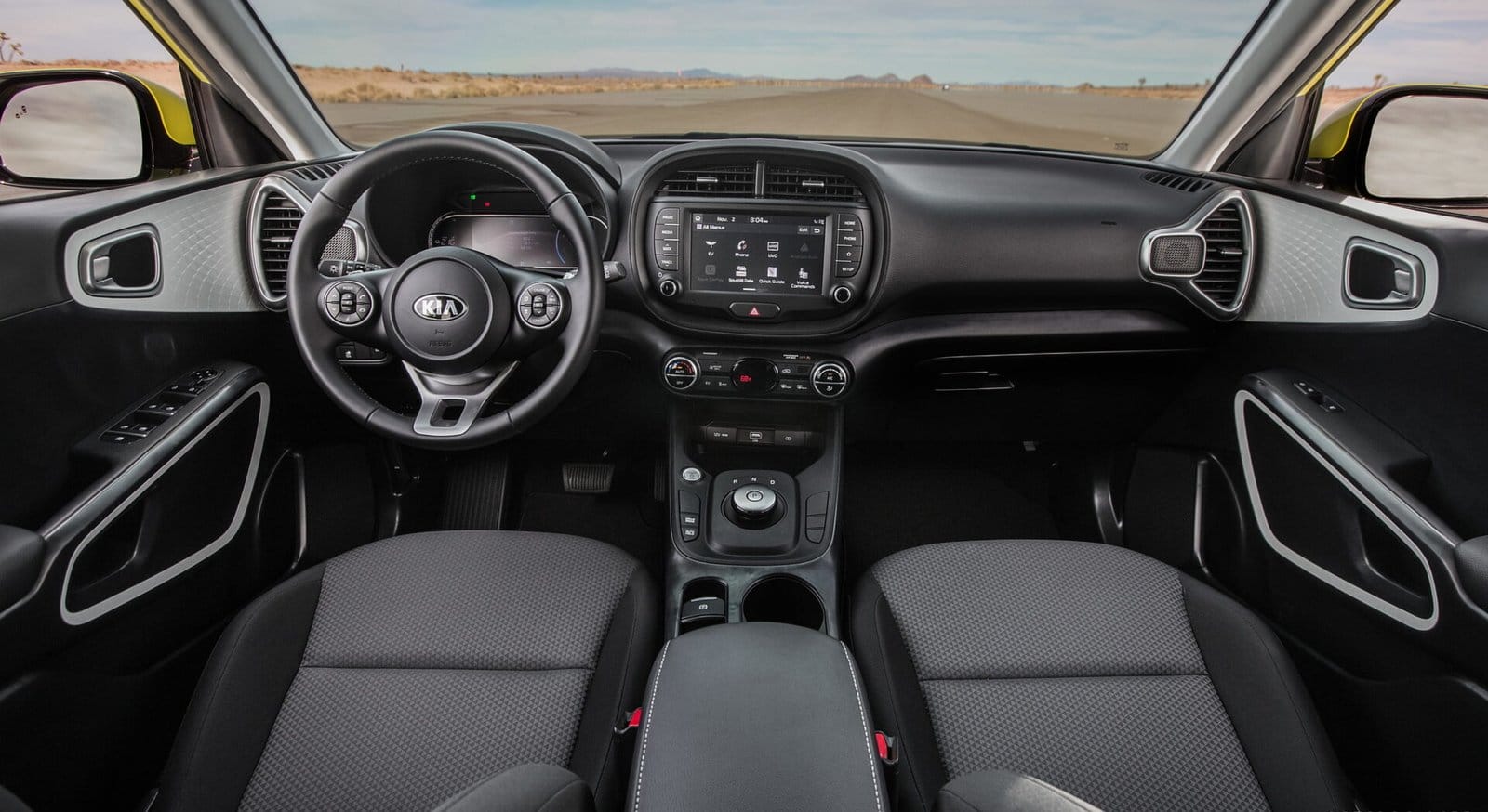 kia soul ev electric vehicle dashboard desert