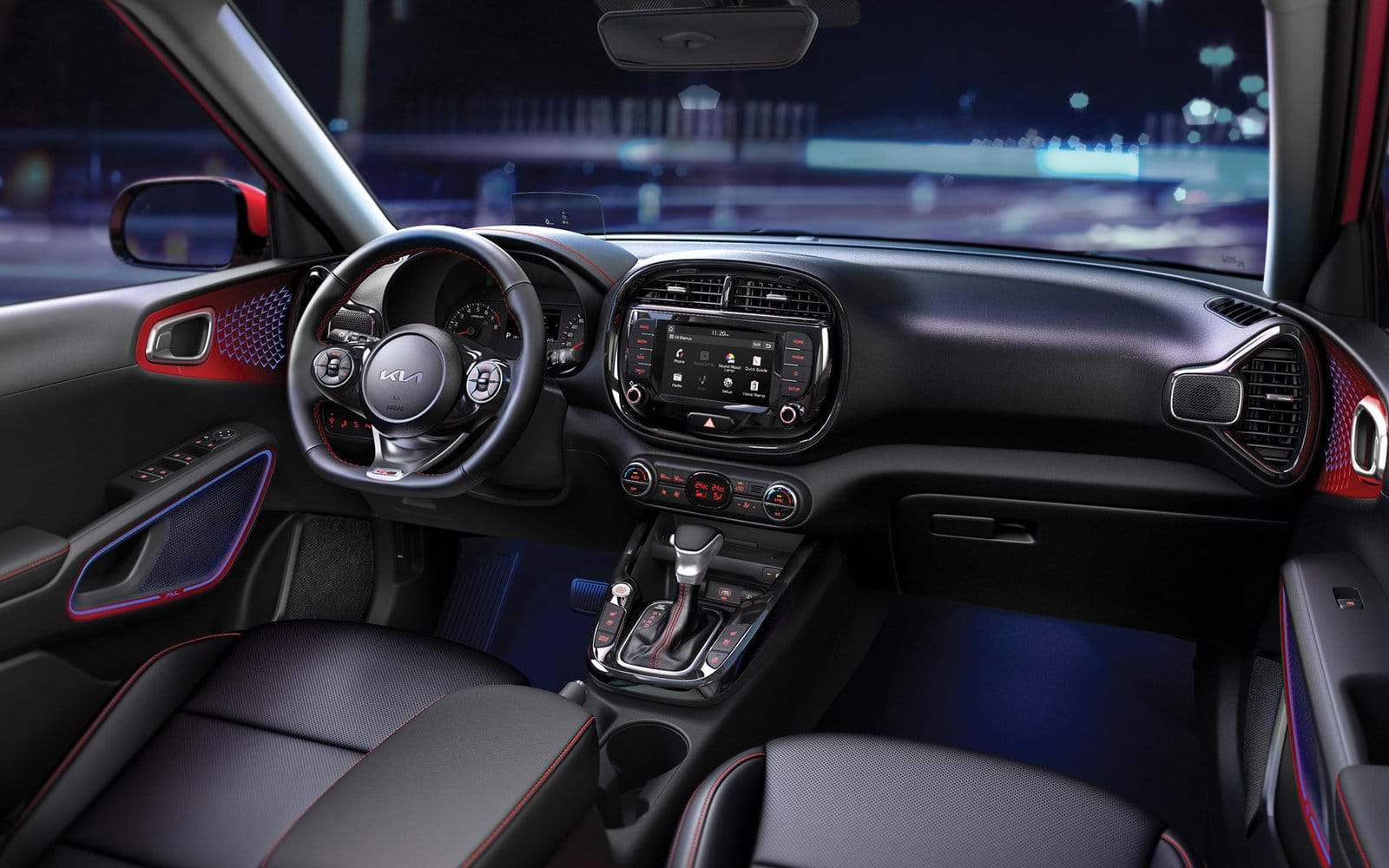 kia soul ev electric vehicle night interior