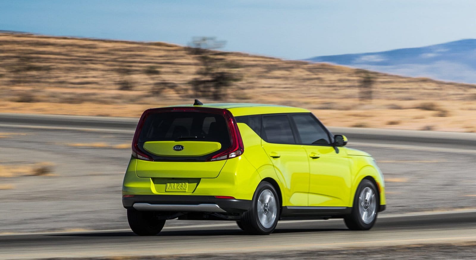 kia soul ev electric vehicle rear view driving
