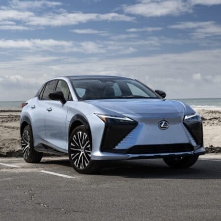 lexus rz 450e beach parking electric vehicle