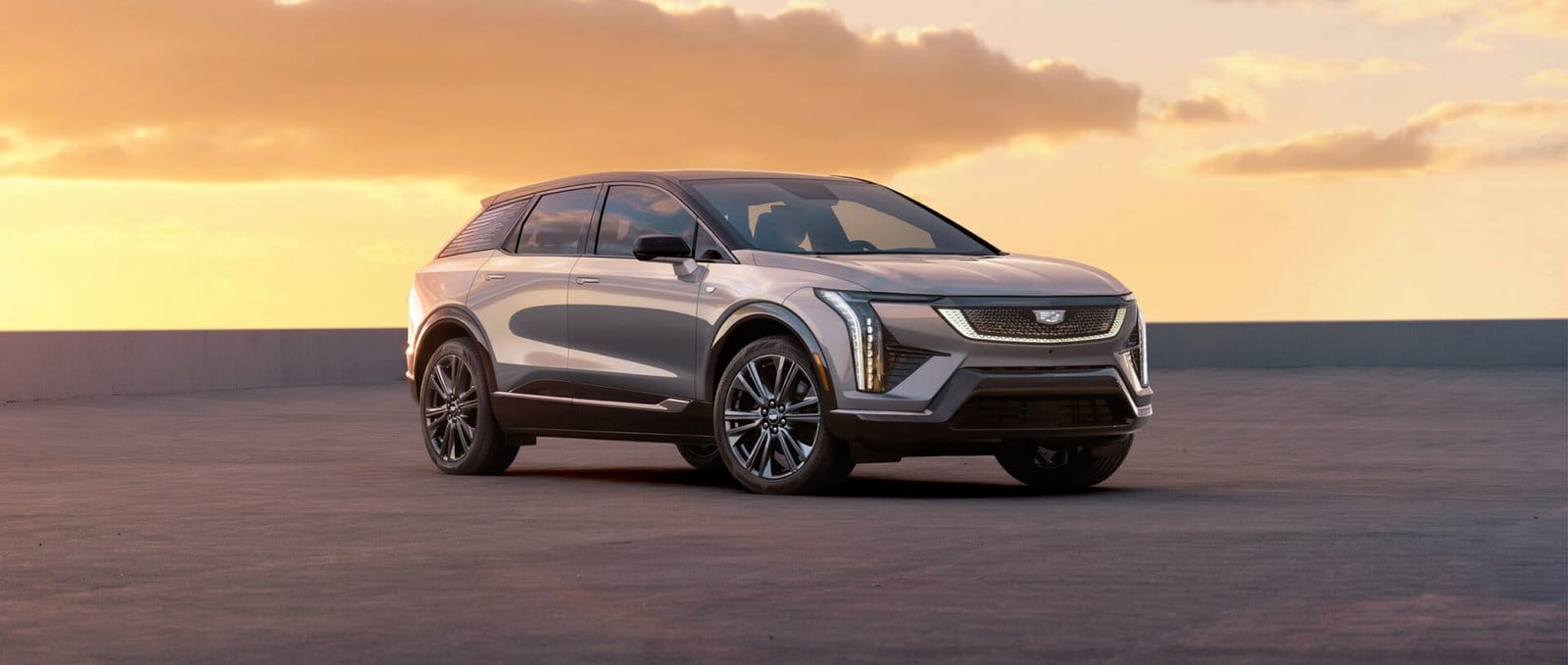 cadillac lyriq electric vehicle sunset