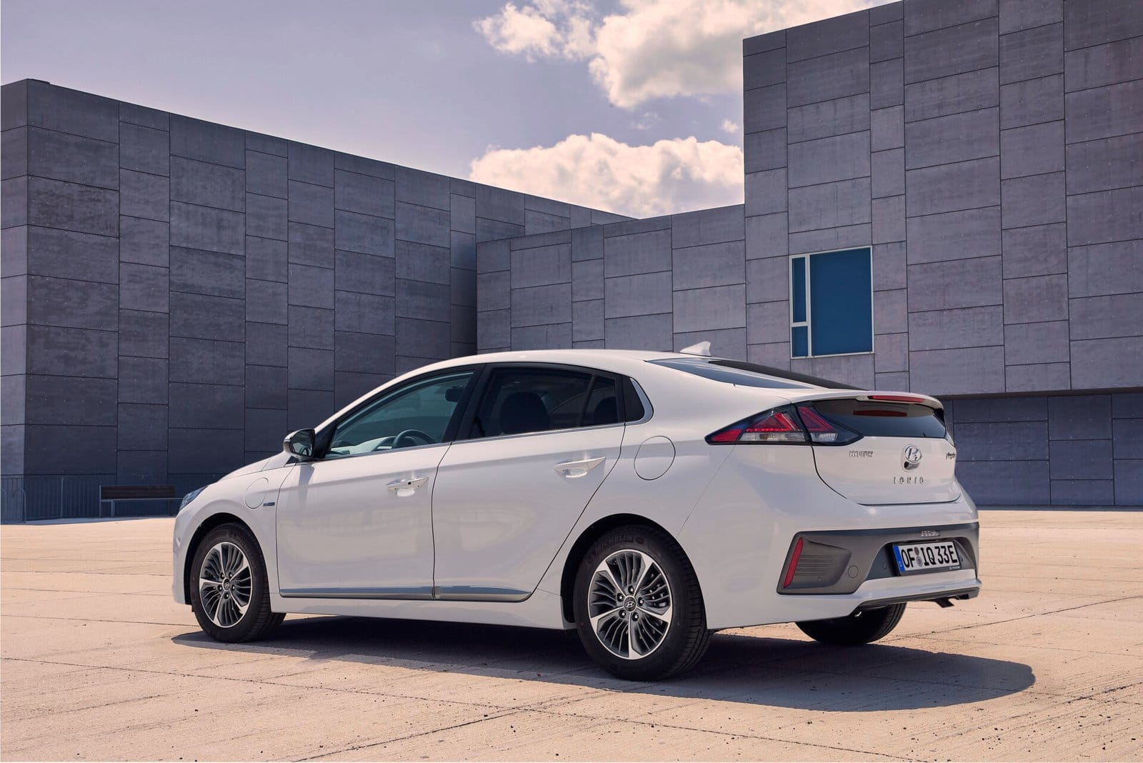hyundai ioniq electric vehicle rear view modern design