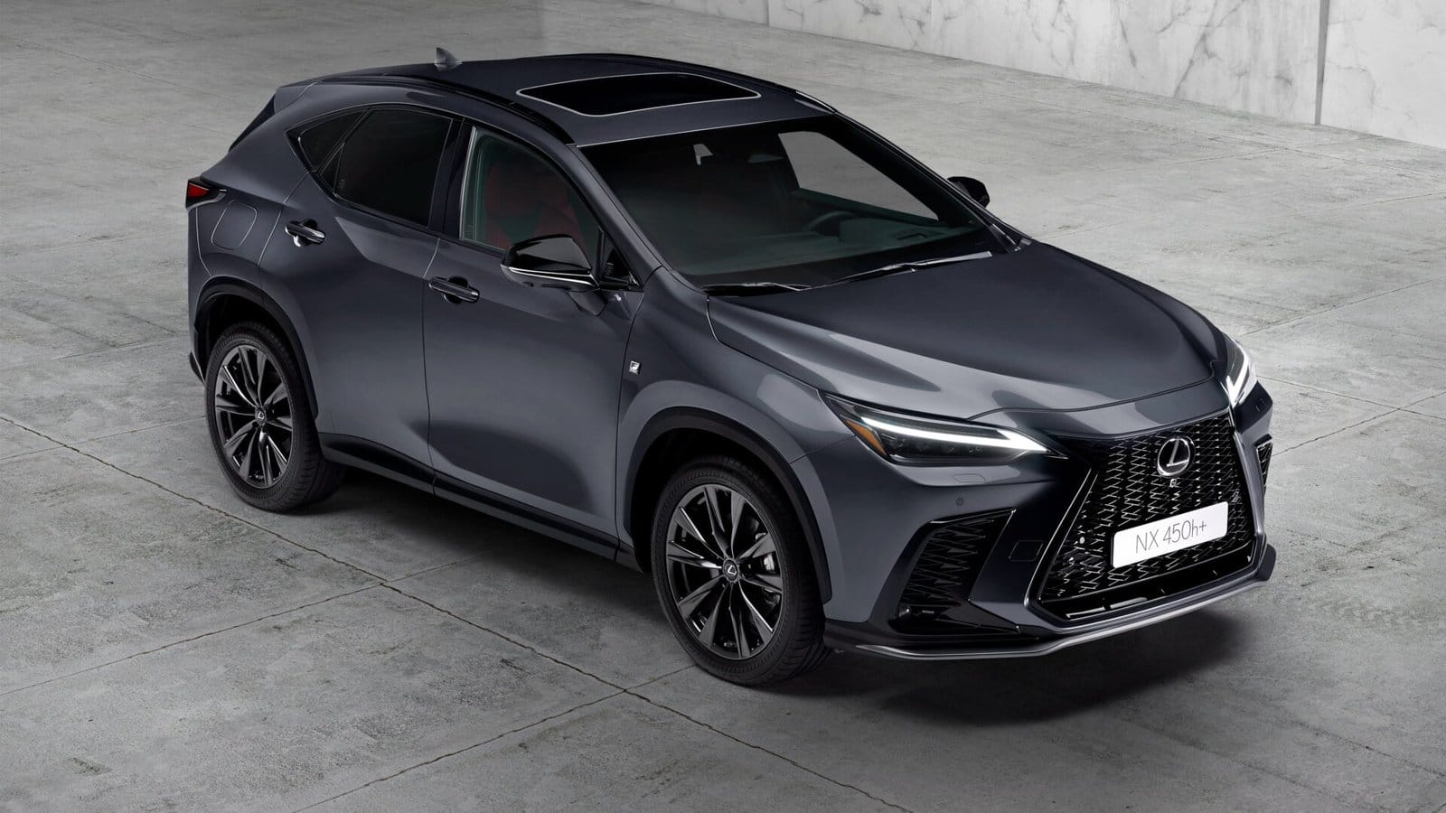 lexus nx 450h plus electric vehicle high angle view