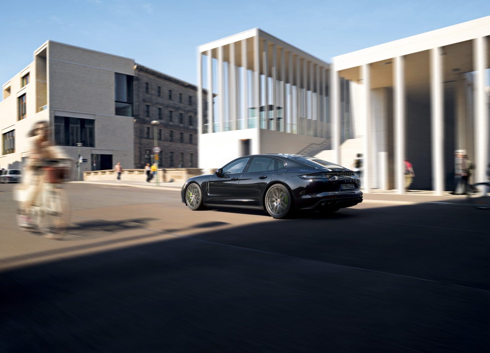 porsche panamera e hybrid electric vehicle modern cityscape