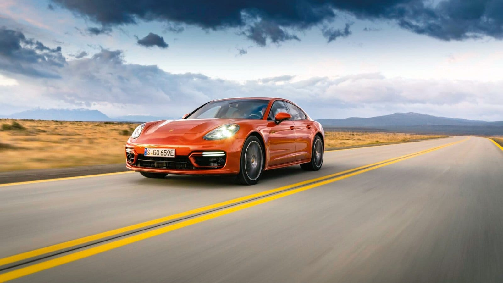 porsche panamera e hybrid electric vehicle open highway