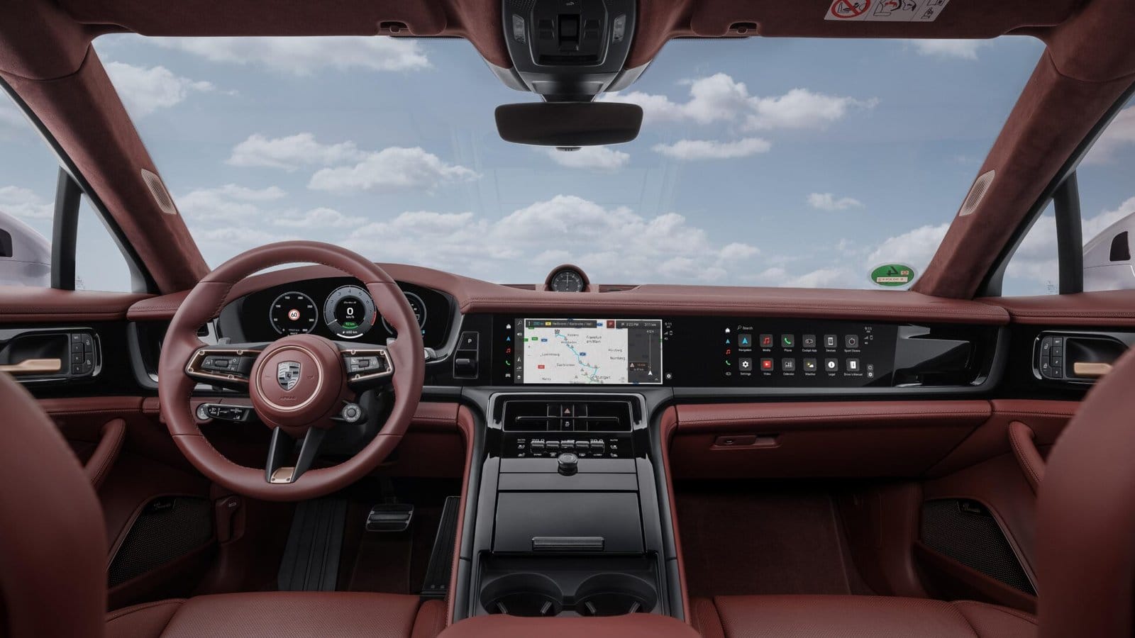 porsche panamera e hybrid electric vehicle red interior