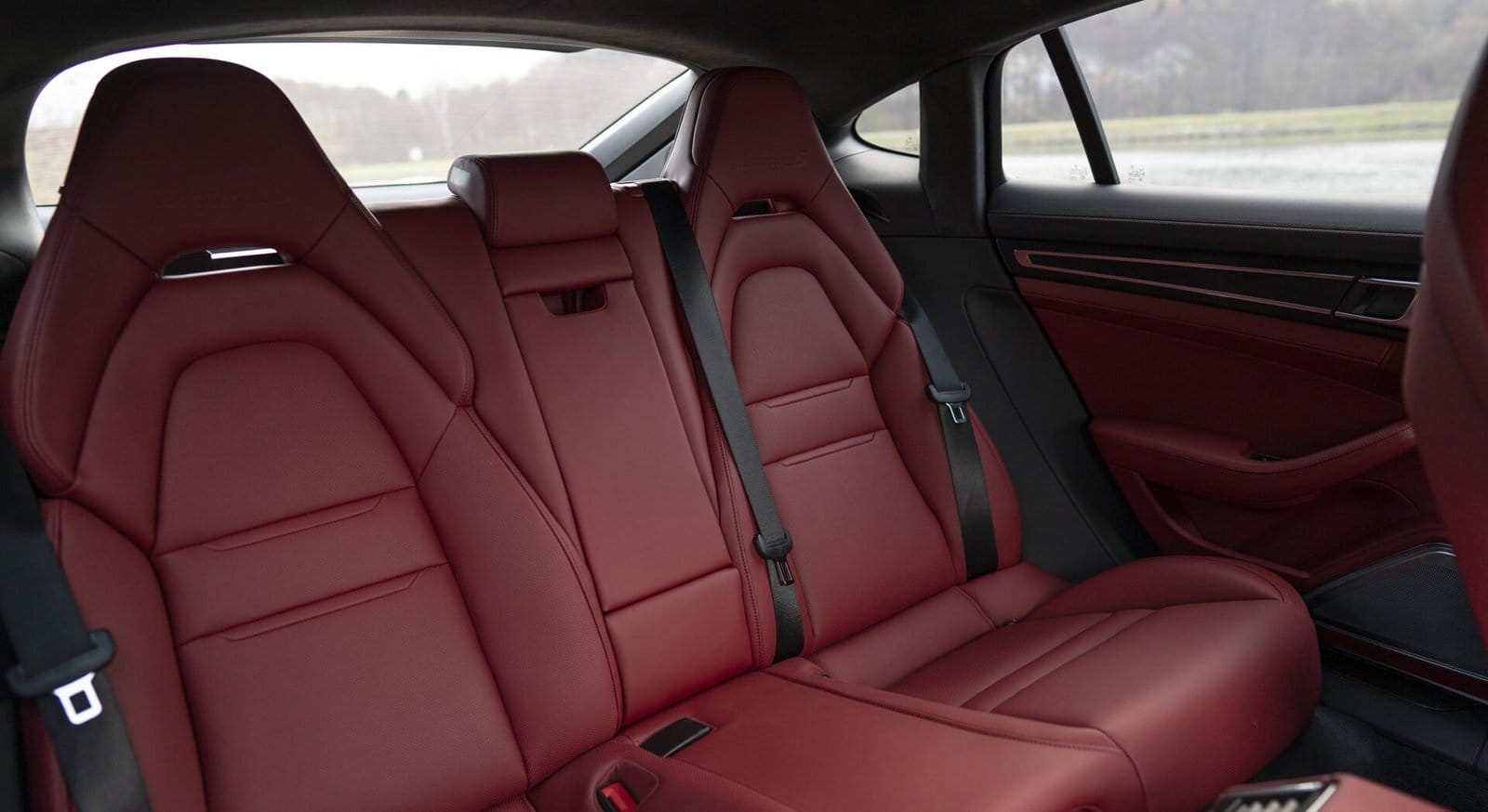 porsche panamera e hybrid electric vehicle red rear seats