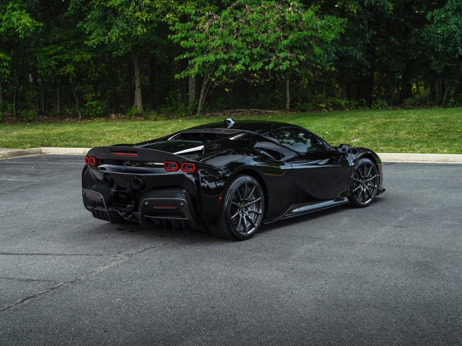 ferrari sf90 stradale electric vehicle rear black