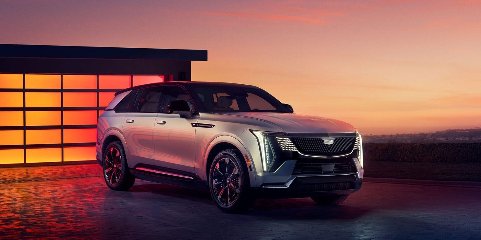 cadillac escalade iq electric suv sunset view