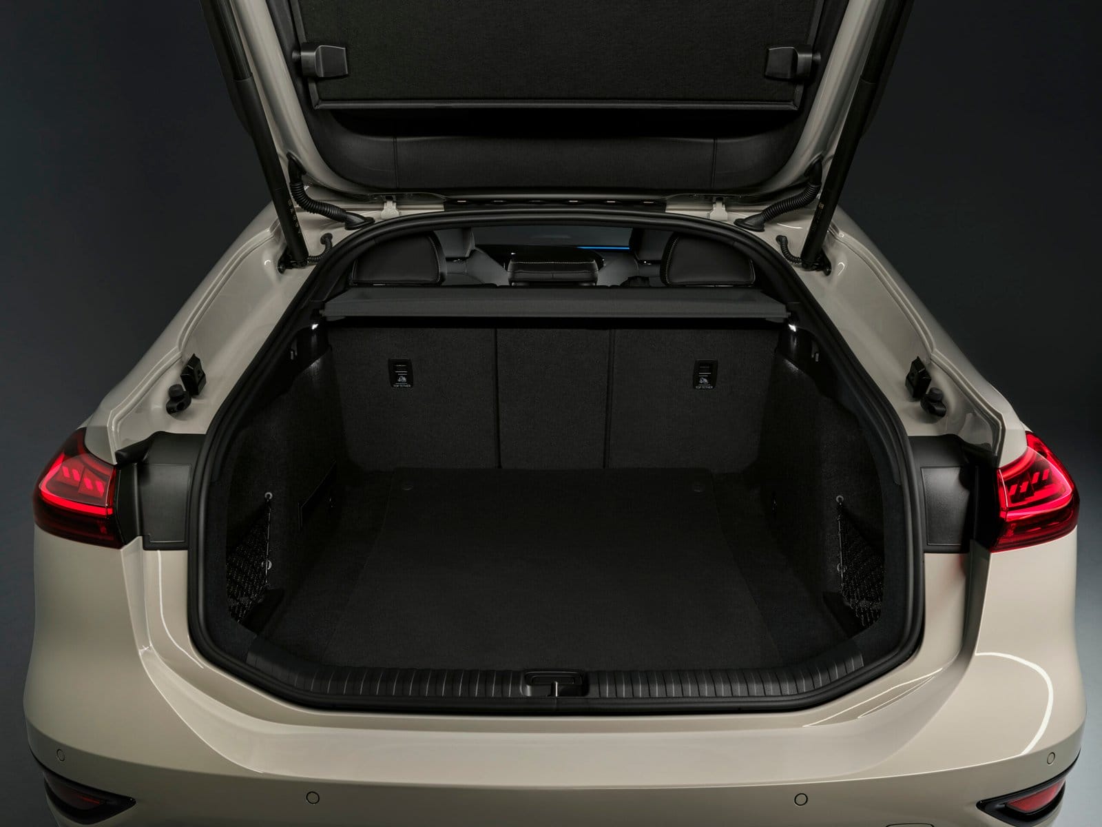 Open trunk of the 2025 Audi A6 e-tron electric vehicle showing cargo space